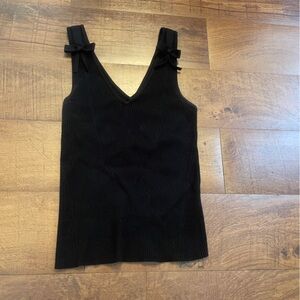 Anthropologie Black Ribbed Knit Top